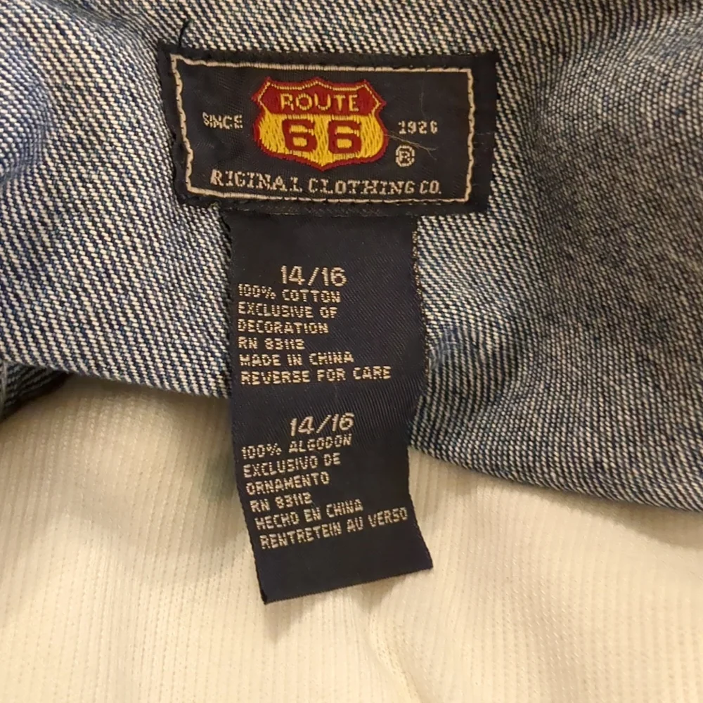 VINTAGE Route 66 Original Clothing Co. Girl's jean jacket with pink embr… - Picture 12 of 14